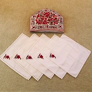 Vintage Embroidered Tea Cozy and set of Five Napkins.